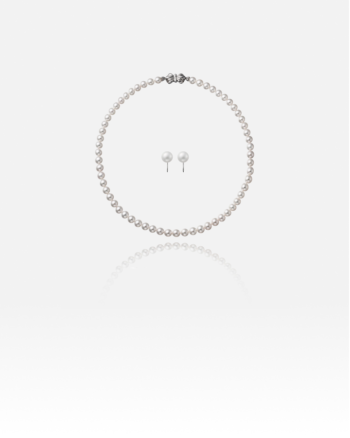 パールネックレス＆イヤリングセット 〈アコヤ真珠〉