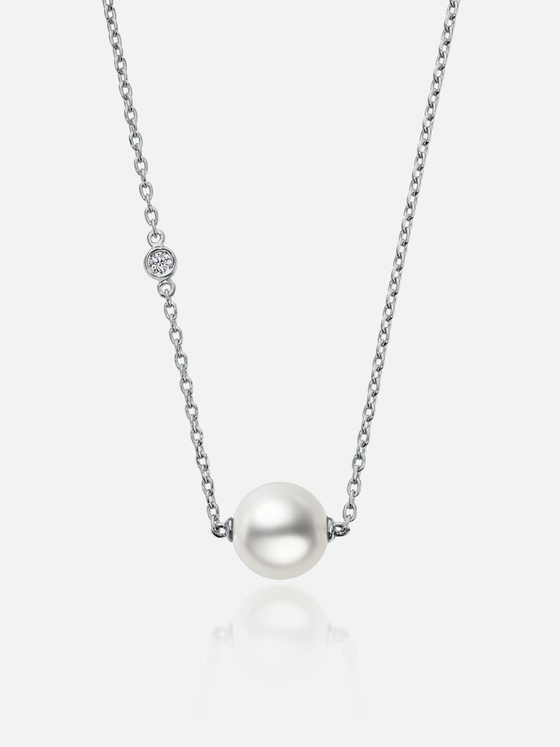 ネックレス〈18KWG アコヤ真珠 ダイヤモンド〉 |ネックレス