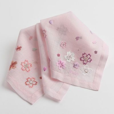 ハンカチ 手刺繍 桜 手刺繍 Wakoオンラインストア 銀座 和光