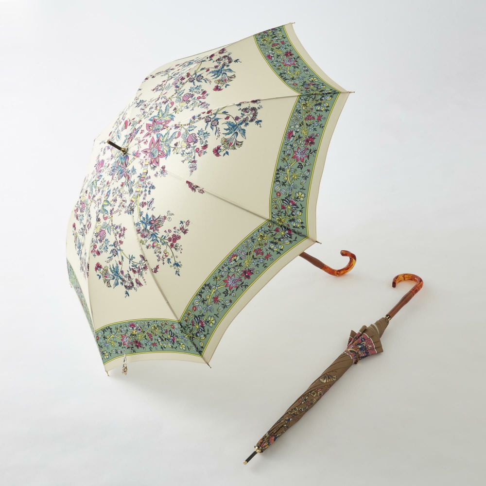 ほぼ新品WAKO銀座和光　刺繍　晴雨兼用折りたたみ日傘　ネイビー　ブランド婦人用