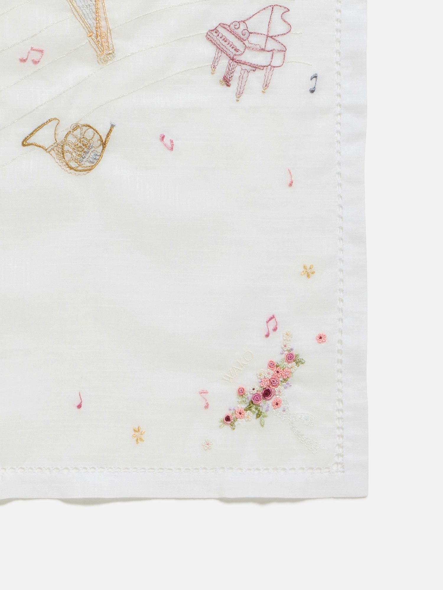 手刺繍ハンカチ ホワイト |刺繍・レース | WAKO公式オンライン 