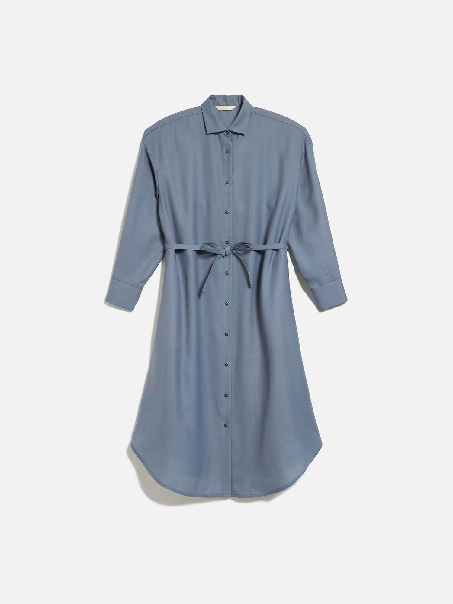 myclozette みすぼらしい ノースリーブロングシャツワンピースブルー 