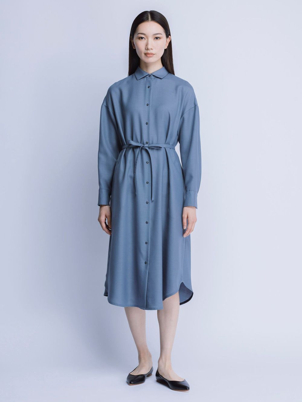 NEW CLOSET ロングシャツワンピース ブルー |NEW CLOSET | WAKO