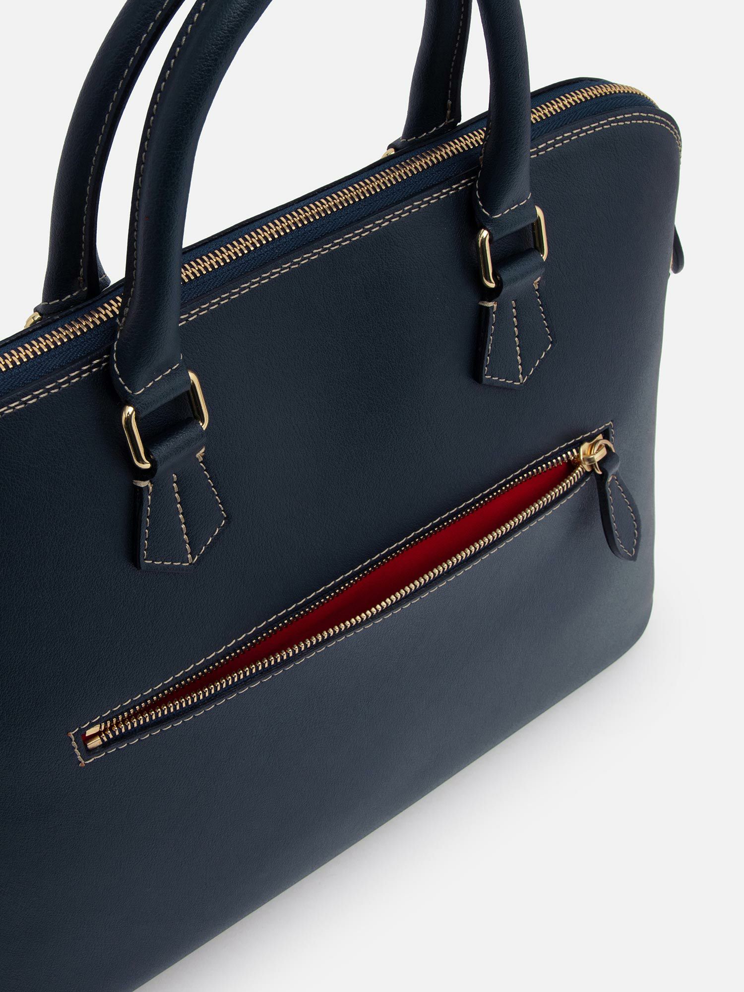 WAKO×ボルドリーニ・セレリア ラウンドブリーフケース ネイビー  