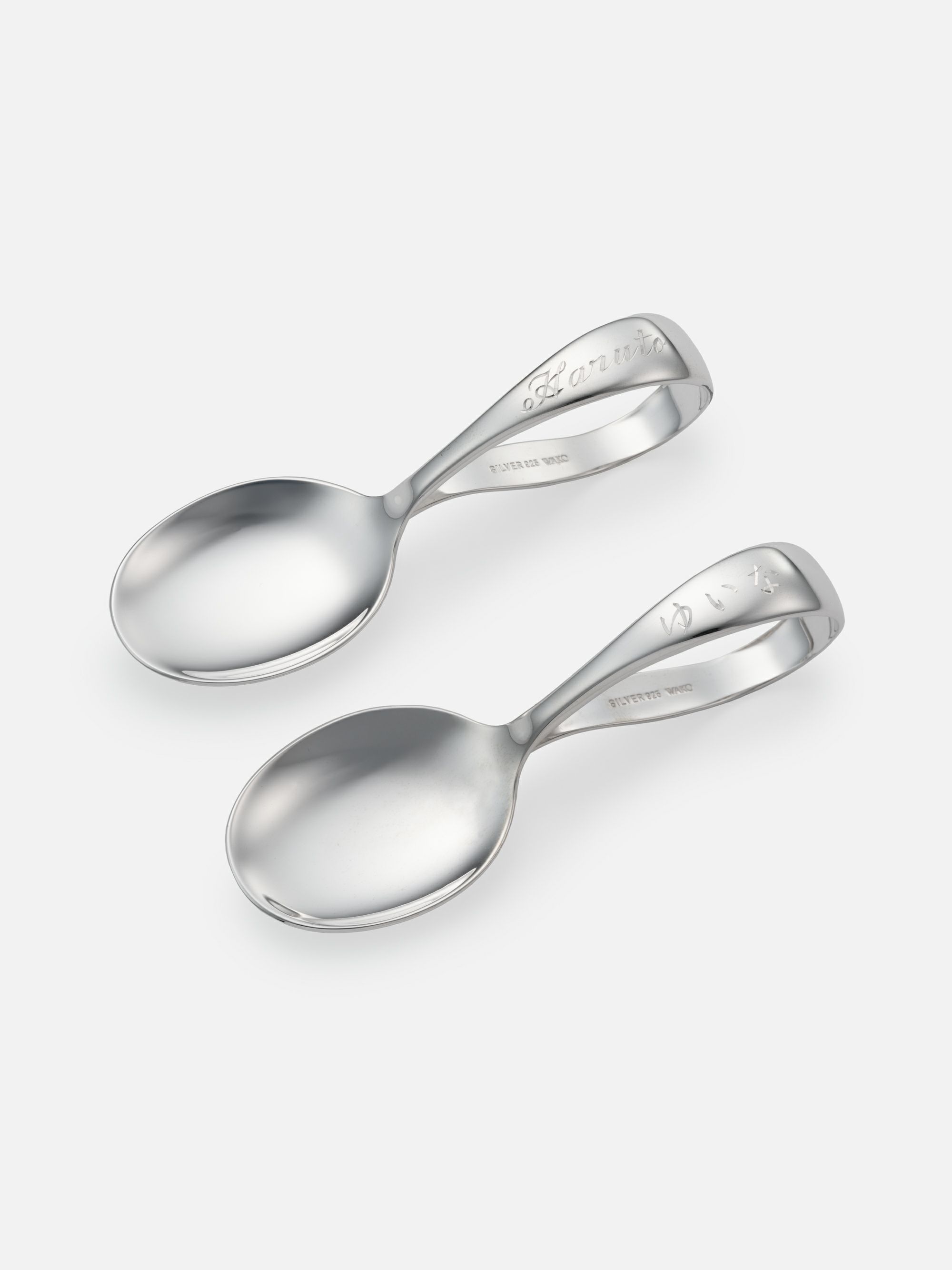 名入れ加工】銀製ベビースプーン・フォークセット ピンク |ベビー  