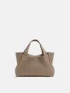 【美品】MAURO GOVERNA グレージュ×ネイビー レザー トートバッグ 美品】MAURO GOVERNA グレージュ×ネイビー レザー トートバッグ