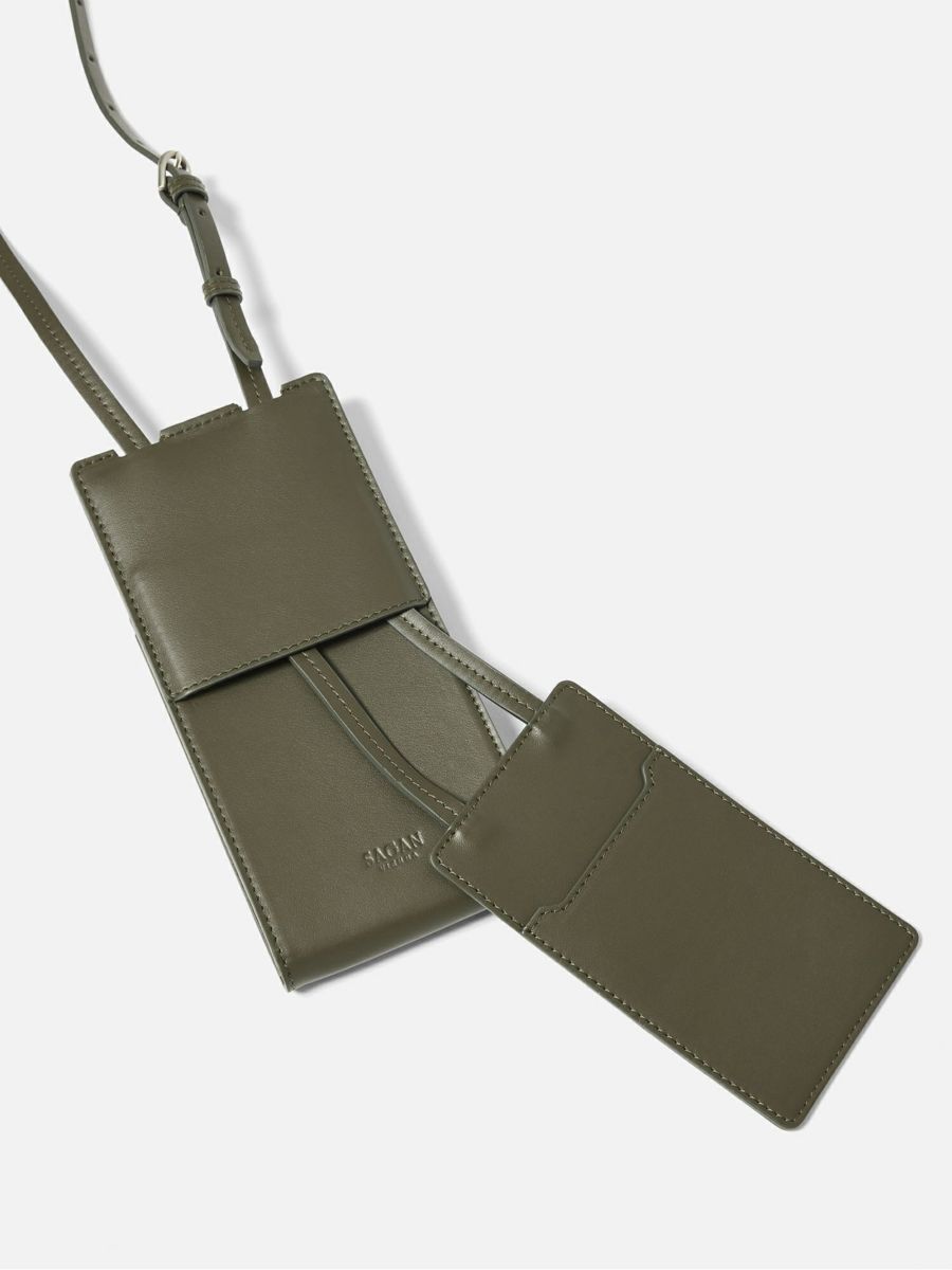 SAGAN Vienna Modular Phone/Card Case COW LEATHER カーキ |SAGAN