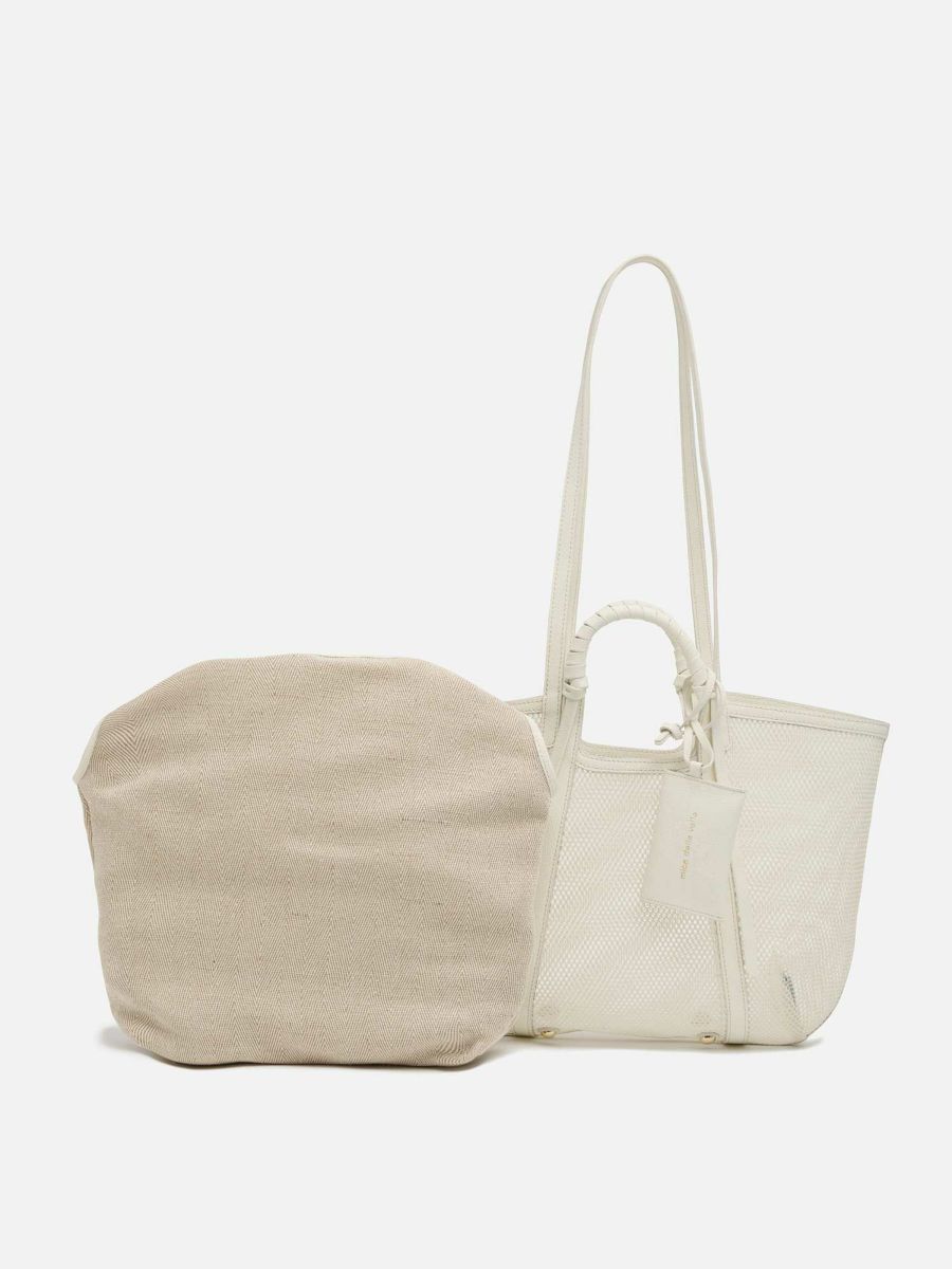 mica della valle メッシュバッグ Large ホワイト |トートバッグ