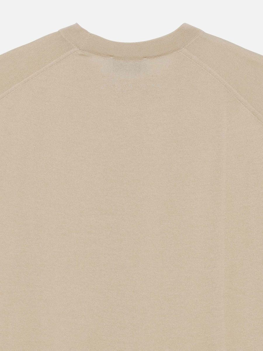 美品 ジョンスメドレー L シーアイランドコットン クルーネック 半袖 ベージュ ジョンスメドレー クルーネック半袖プルオーバー ライトベージュ