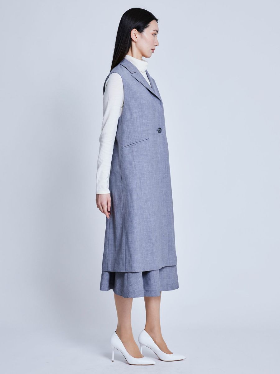美品　WAKO 銀座和光　ジレ　ベスト　グレー　フリーサイズ　レディース NEW CLOSET ジレ ロング ミディアムグレー |アウター