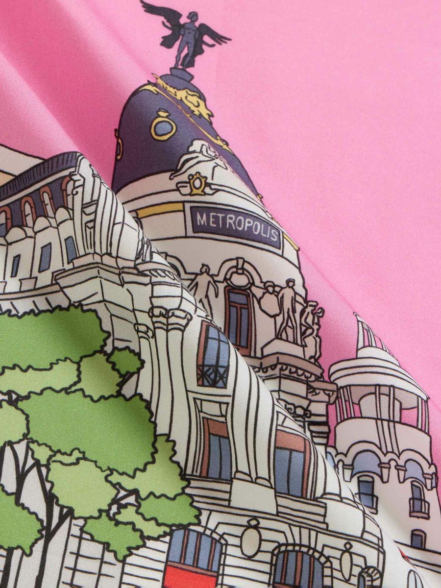 ディエッフェ・キンロック ハンカチ「Metropolis」 ピンク |プリント