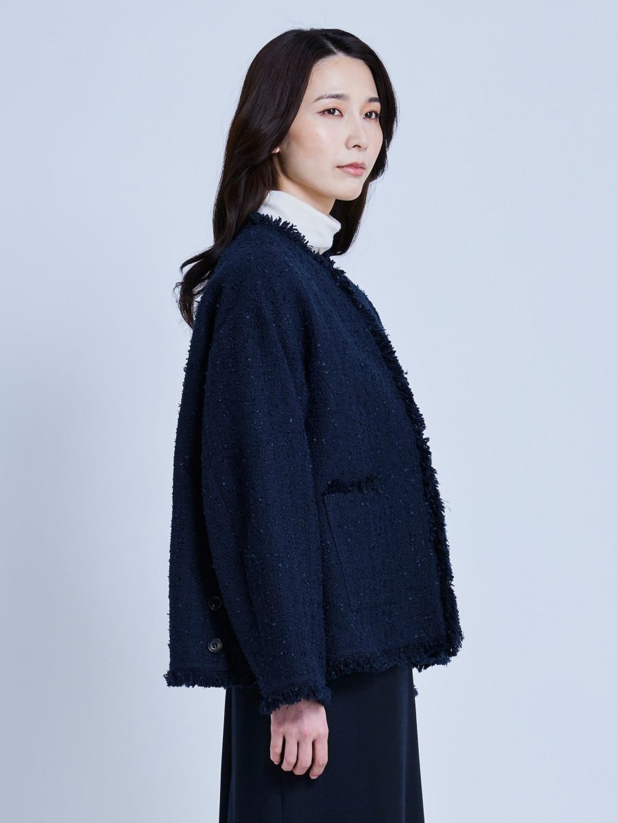 超美品 23区 ラウンドカラーツイードジャケット 上品 ダークネイビー 44 楽天市場】【SALE／20%OFF】スラブファンシーツイード