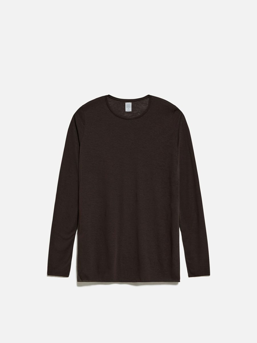ウールテレコクルーネックカットソー　ブラック NEW CLOSET シアークルーネックカットソー ブラウン |トップス