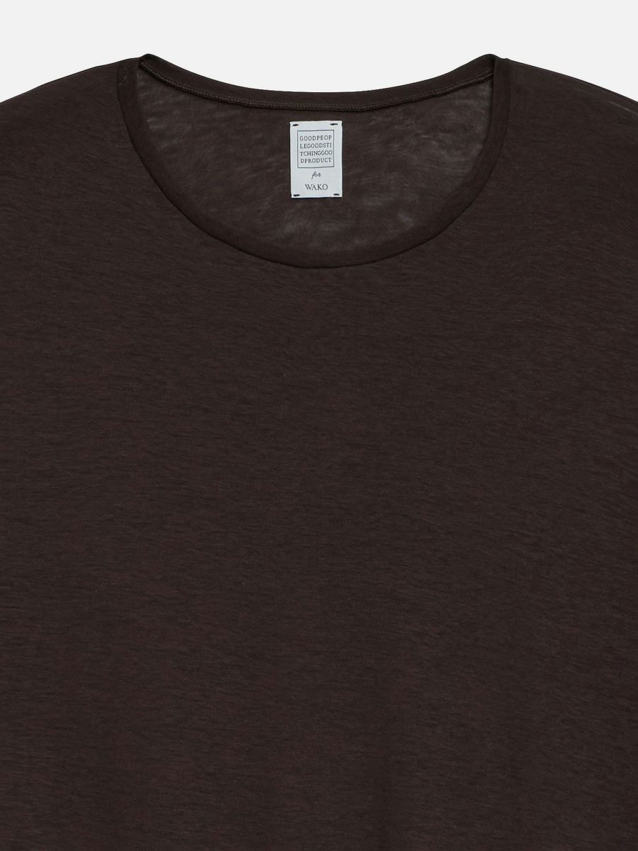 ウールテレコクルーネックカットソー　ブラック NEW CLOSET シアークルーネックカットソー ブラウン |トップス
