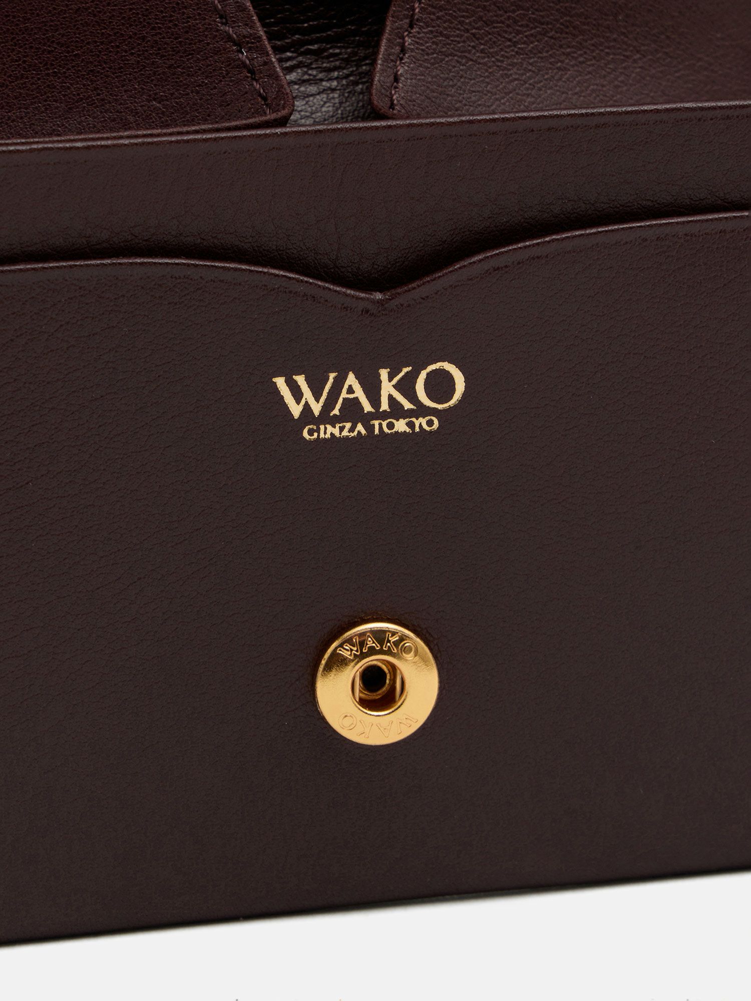 専用品WAKO ワコウ 銀座和光 シボ革 レザー ダークブラウン ハンドバッグ WAKO】銀座和光 カーフレザー ブラウン ゴールド金具 ワンハンドル