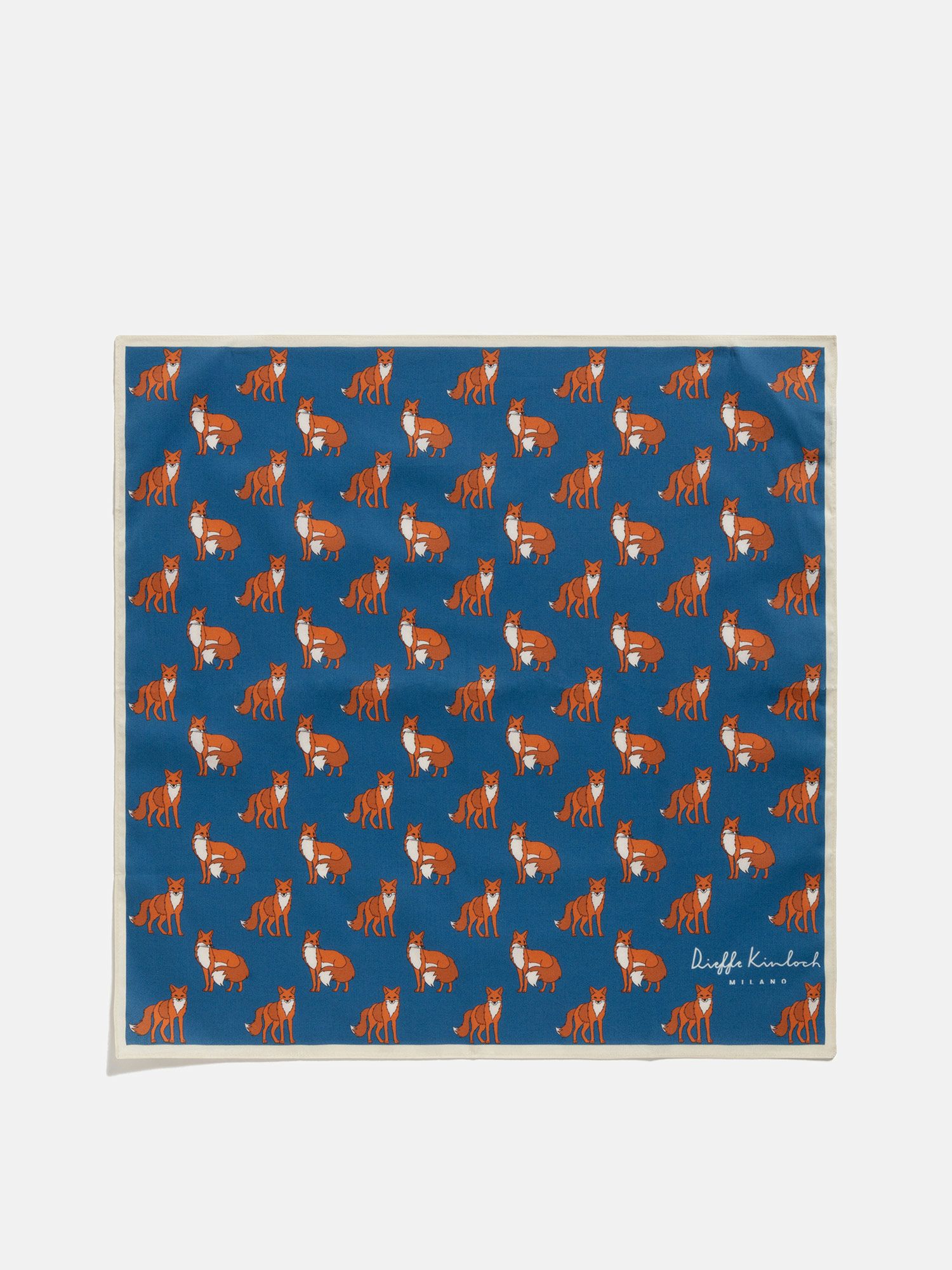 12/16まで出品 フェロックス錦 虎斑 AorB ディエッフェ・キンロック ハンカチ「FOX A.O」 ネイビー |プリント